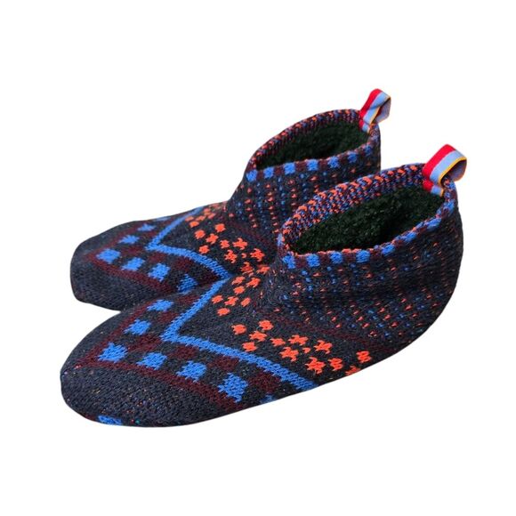 Bombas Women's S Sherpa-Lined Blue Orange Green Gripper Sock Slippers - Picture 1 of 11